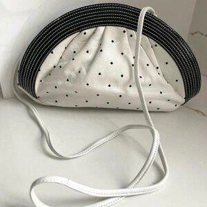 Authentic Braccialini White & Black Polka Dot Clutch / Crossbody — Made in Italy
